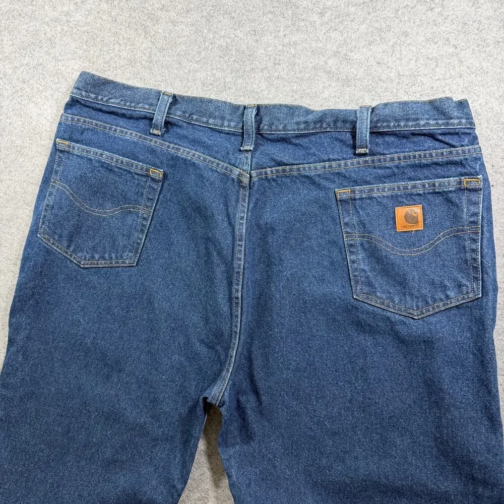 Carhartt Relaxed Fit Jeans Men 46x30 Dark Blue Denim Heavy Duty Workwear Durable